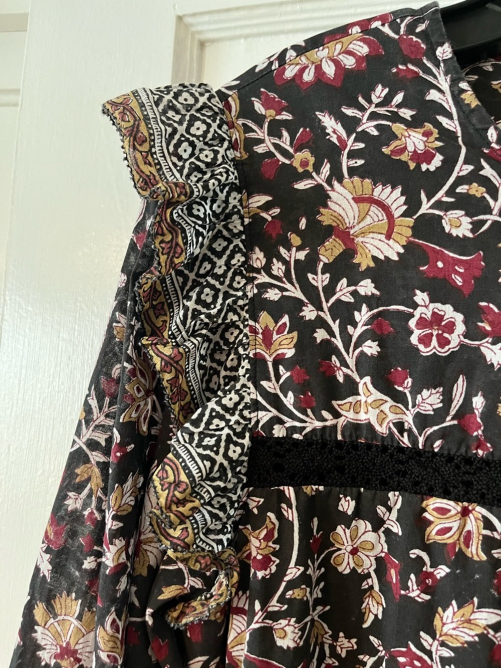 Cleobella Lotus Midi Dress Lolita Block Print Long Sleeve Organic Cotton Lined - Picture 8 of 14